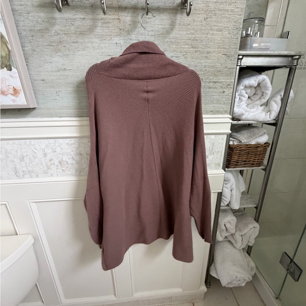Medium Oversized Turtleneck Batwing Knit Pullover Tunic Sweater taupe long - Picture 12 of 14